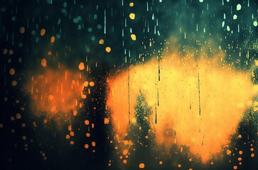 Abstract background  - Painting of evening window  upon raining. Close-up view, paint. AI generated 