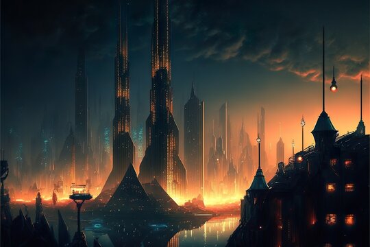 a modern super city in 3000s