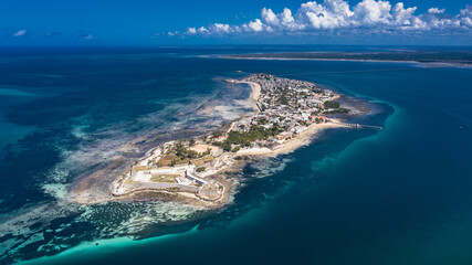 Drone view of Island of Mozambique - obrazy, fototapety, plakaty