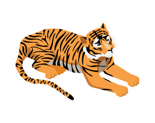 Fototapeta na wymiar Isometric Tiger Illustration