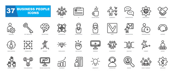 Simple Set of Business People, human resources, office management - thin line web icon.