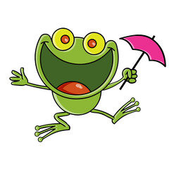Character_frog_happy_green_umbrella