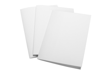 Three white folded pieces of paper cut out