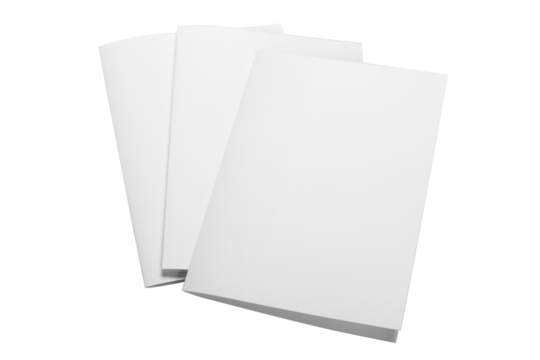 Three white folded pieces of paper cut out