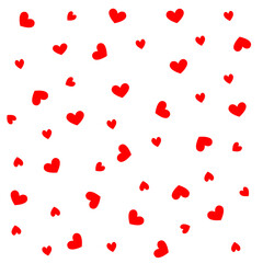 Pattern with red hearts on a white background