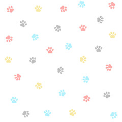 Pattern with colorful paw prints