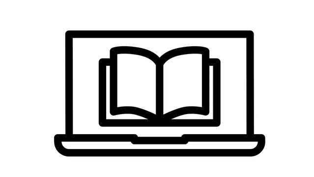internet education concept icon, online education, e-learning resources, distant online courses. Animation, cartoon in icon style.