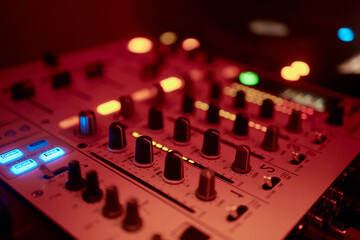 Mixing console for sound producer. Music. Sound. Sound controller. Director's remote.