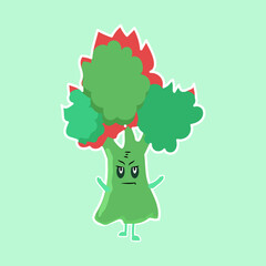 stickers green broccoli vector illustration