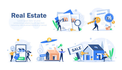 Real estate business concept with houses. Vector illustration,make money in property
