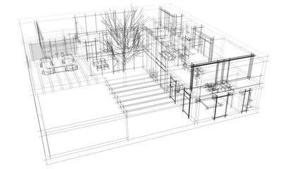 Fototapeta premium Modern house architectural 3d rendering 