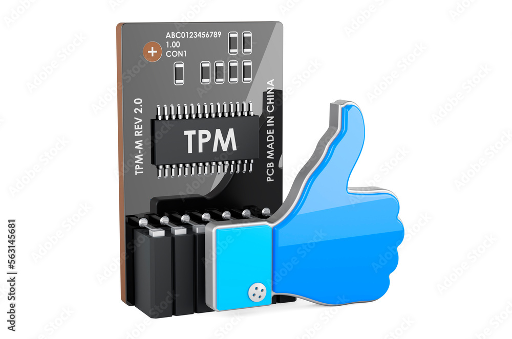 Aufkleber trusted platform module, tpm with like icon, 3d rendering