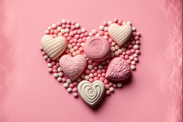 Pink Chocolate Candy Heart Sweets. Valentine day gift. Generative AI