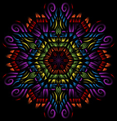 Beautiful colourful gradient line art of indonesian traditional abstract batik dayak ornament for design elements logo commercial  ads