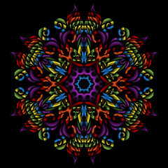 Beautiful colourful gradient line art of indonesian traditional abstract batik dayak ornament for design elements logo commercial  ads