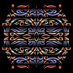 Beautiful colourful gradient line art of indonesian traditional abstract batik dayak ornament for design elements logo commercial  ads