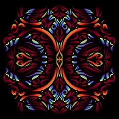 Beautiful colourful gradient line art of indonesian traditional abstract batik dayak ornament for design elements logo commercial  ads