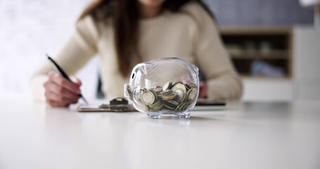 Piggybank Money And Calculator