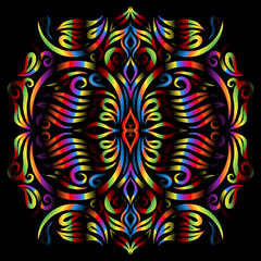 Beautiful colourful gradient line art of indonesian traditional abstract batik dayak ornament for design elements logo commercial  ads