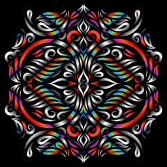 Beautiful colourful gradient line art of indonesian traditional abstract batik dayak ornament for design elements logo commercial  ads