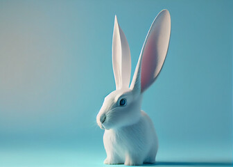 Obraz premium Easter bunny in a blue background. AI Generated