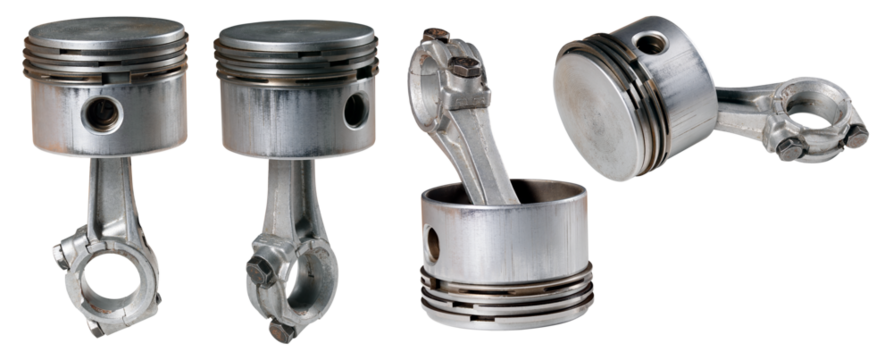 The piston of a small internal combustion engine on an isolated background.