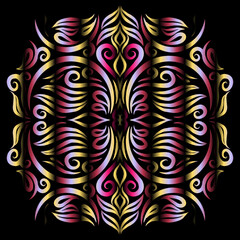 Beautiful colourful gradient line art of indonesian traditional abstract batik dayak ornament for design elements logo commercial  ads