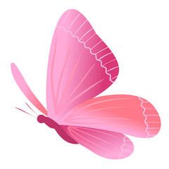 Pink delicate flying butterfly symbol of dreams, love, tenderness, background design element, textile, holiday cards, wallpaper