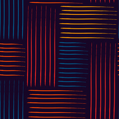 Paint brush geometric seamless pattern. Artistic hand drawn modern print. Linocut style background. Modular grid ornament. Trendy contemporary geo wallpaper