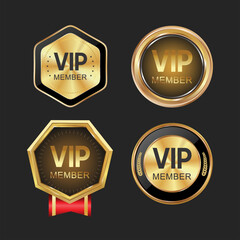 Obraz premium VIP gold and black labels and badges collection
