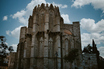Fototapeta na wymiar Exterior view to Lala Mustafa Pasa mosque at Famagusta, Cyprus