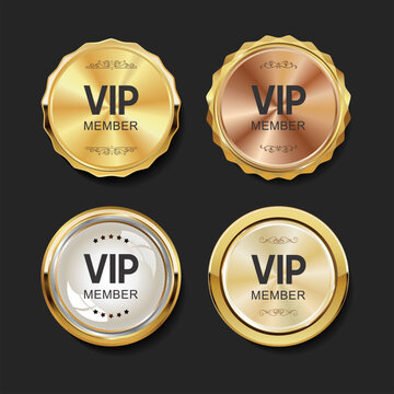 VIP gold and black labels and badges collection