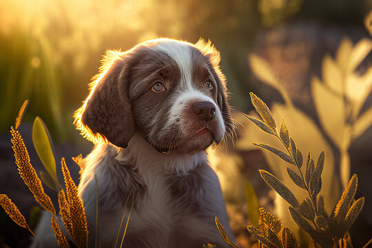 Braque Francais Pyrenean puppy, Generative AI