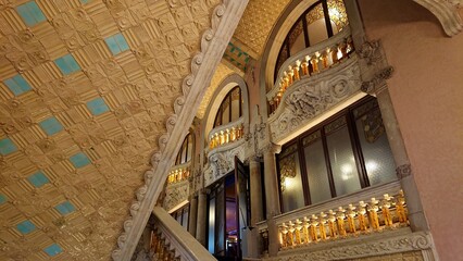Intérieur du Palais de la musique catalane, Barcelone, Catalogne, Espagne.
 - obrazy, fototapety, plakaty