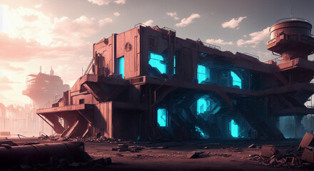 Abandoned City Ruins: Industrial Pollution in a Dystopian Landscape [AI Generated]