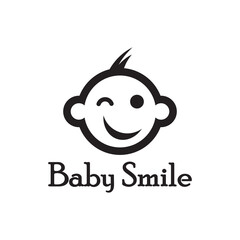 Cute Happy Baby Face Smile Logo Template
