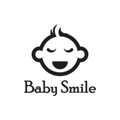 Cute Happy Baby Face Smile Logo Template