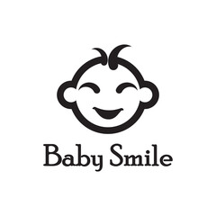 Cute Happy Baby Face Smile Logo Template