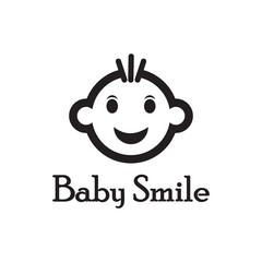 Cute Happy Baby Face Smile Logo Template