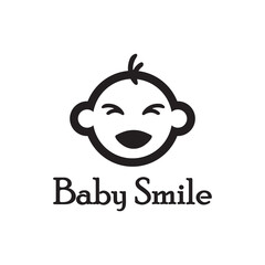 Cute Happy Baby Face Smile Logo Template