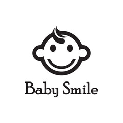 Cute Happy Baby Face Smile Logo Template