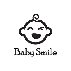Cute Happy Baby Face Smile Logo Template