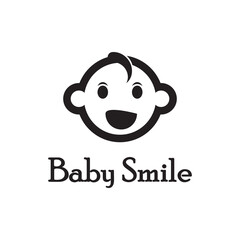 Cute Happy Baby Face Smile Logo Template