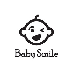 Cute Happy Baby Face Smile Logo Template