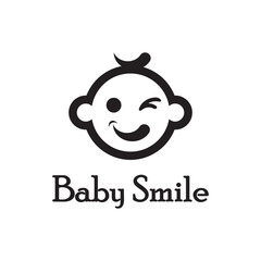 Cute Happy Baby Face Smile Logo Template