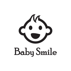 Cute Happy Baby Face Smile Logo Template
