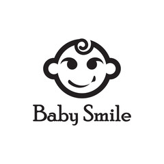 Cute Happy Baby Face Smile Logo Template