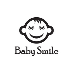 Cute Happy Baby Face Smile Logo Template
