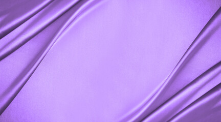 Light purple pink silk satin. Lavender color fabric. Elegant background with space for design. Flat lay, table top view.  