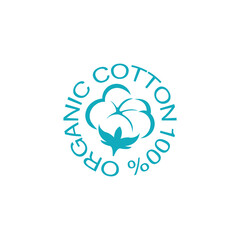 100% cotton icon.Natural organic cotton, pure cotton vector labels.logo vector illustration